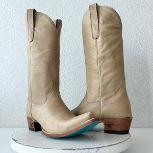 Lane EMMA JANE Womens Cowboy Boots 7.5 Tan Leather Western Cowgirl Mid Calf Tall